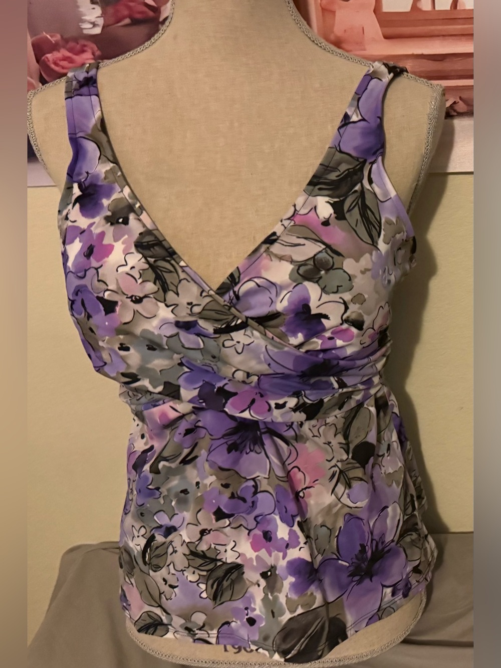 White Stag Lavender Floral Wrap Tank Top